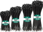 800 PCS Black Zip Ties Assorted Sizes 8+12+14+18 Inch Self-locking Nylon Cable ties Heavy Duty Outdoor, UV Resistant Wire Straps for Home Office Garden Workshop Indoor Outdoor Fence