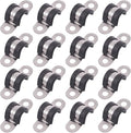 Glarks 16Pcs 12MM 2 Hole U-Tube Strap Clamp Set - 304 Stainless Steel Rubber Cushion Rigid Pipe Strap U Bracket Assortment Kit For Pipe Fixing