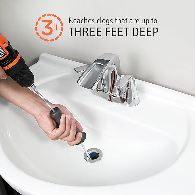 DSSNK070 Revolutionary Tub and Sink Snake Auger Clog Remover for Bathroom Drains, 42 Inch, Stainless