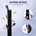 Neoprene Cable Management Sleeve 10ft (120 inch) - 1.5 inch, Velcro Cuttable Cord Organizer, Split Wire Loom Tubing Reversible Cord Protector for TV USB PC Ethernet Cable Hider Protect Pets Kids