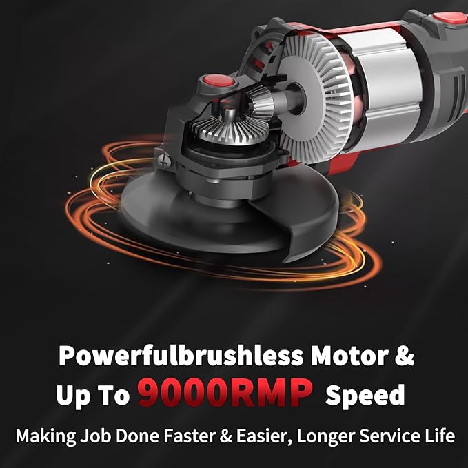 NAWIN Cordless Angle Grinder, 4-1/2 Inch Variable Speed Angle Grinder, Cordless Grinder With 2×7.5Ah Battery And Charger, 9000rpm Brushless Motor, Battery Angle Grinder Tool For Metal Wood（7.5Ah）