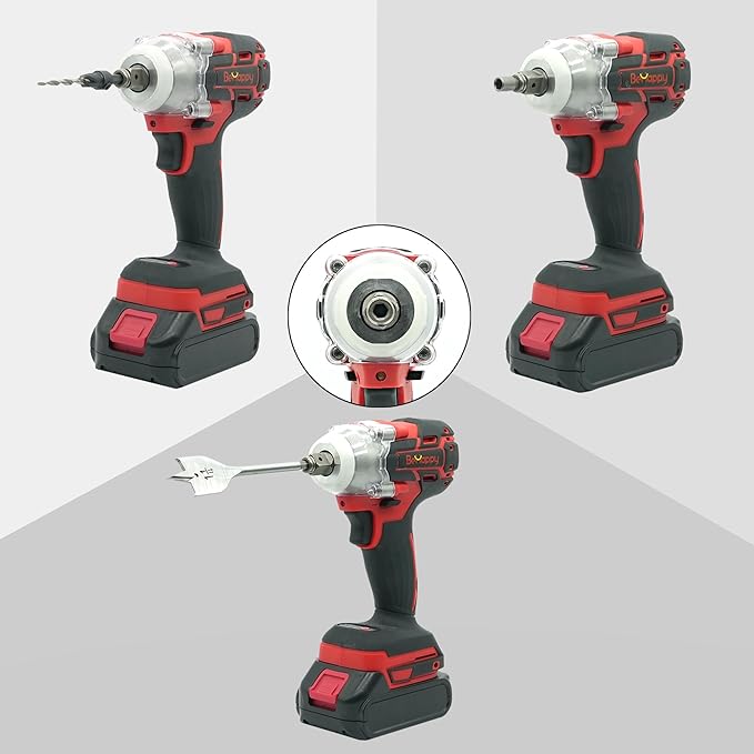 BeHappy Power Impact Wrench 21V, 1/2" Cordless Impact Wrench with 4.0Ah Li-ion Battery for Home, DIY