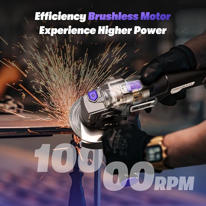 21V Cordless Angle Grinder Compatible with Makita 18V Battery, 4-1/2 Angle Grinder Tool with 2x4.0Ah Battery, 6-Piece Disc Set (Cutting/Grinding/Polishing),Variable Speed for Garage