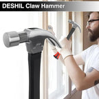 16OZ Claw Hammer with Fiberglass Handle, Drop Forged Claw Hammer, All Purpose Hammer, Smooth Face, Shock-Absorbing Grip