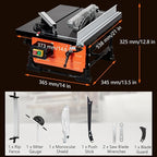 Table Saw for Jobsite 8-inch, 6.7-Amp Copper Motor, Cutting Speed up to 3576RPM, 24T Blade, Compact Portable Table Saw Kit, with Sliding Miter Gauge DIY Woodworking and Furniture Making, Orange
