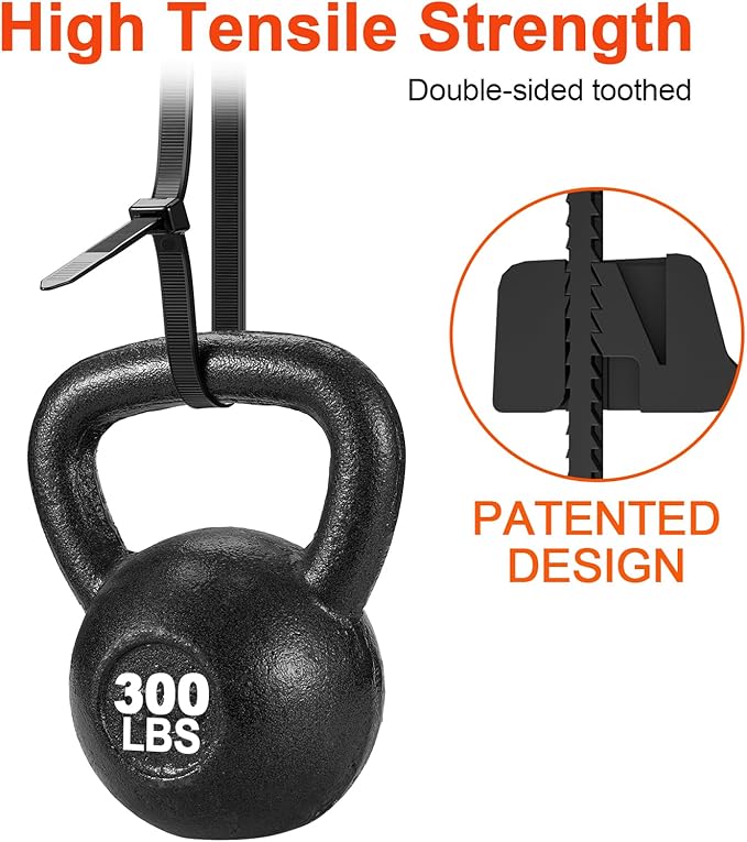 Long Zip Ties Heavy Duty 24 inch，300 LBS Tensile Strength With Double Sided Toothed Super Durable Cable Ties ，Extra Large Wire Ties Adjustable Nylon Tie Wraps for Indoor Outdoor （100Pack Black）