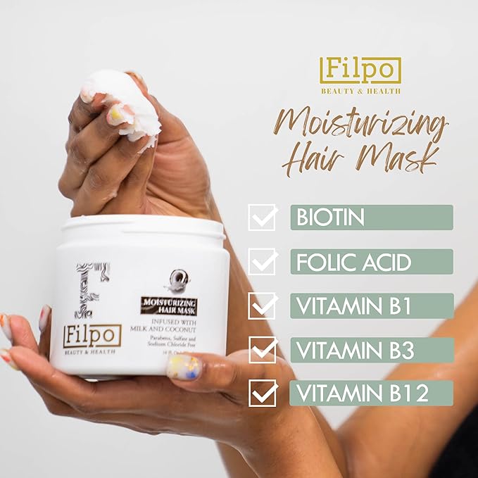 FILPO Coconut Milk Hair Mask - Deep Conditioning with Coconut Oil and Argan Oil for Dry, Damaged, Curly Hair Growth & Sulfate Free Hair Care-VeraVaultWomen