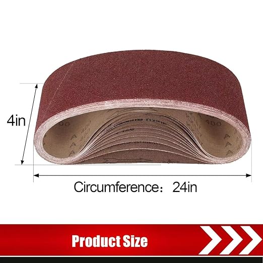 4x24 Belt Sander Sanding Belts, 12 Pcs Durable 4 x 24 Inch Sanding Belts60/80/120/180/240/400 Assorted Grits Aluminum Oxide Sanding Belt for Woodworking Metalworking