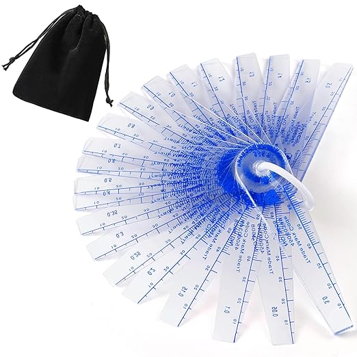 1 Set Plastic Feeler Gauge 0.05mm to 3mm Metric Gap 21 in 1 Measurement Tool 21 Leaf with Black Velvet Storage Bag for Automobiles, Electronics Industry Measuring Gap