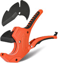 PVC Pipe Cutter with Replacement Blade, Cuts up to 2-1/2”, Heavy Duty Aluminum Ratcheting PVC Cutter Tool for Cutting PVC CPVC PP PEX PPR PE Plastic Pipe Cutter Hose Tube Exhaust Pipe Cutter