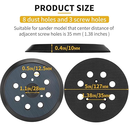 1 Pack 5" 8 Hole Hook & Loop Replacement Sander Pads Compatible with Makita Orbital Sander BO5010 BO5030K BO5031K BO5041K, Replacement Parts #743081-8/743051-7 (3 Screw Holes Sander Pads