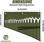 Wrench Roll Organizer 16 Pockets, Wrench Pouch Roll Up with Water Proof Oxford Cloth, Tool Roll Bag for Wrenches Organization, Green