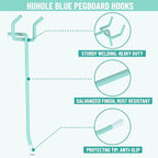 HUHOLE Pegboard Hooks 6 Inch 50PC, Blue Peg Board Hooks, Fit 1/4" or 1/8" Pegboard, Ideal Peg Board Organizer Accessories for Garage Tool Organization, Wall Storage (Blue, 6 Inch)