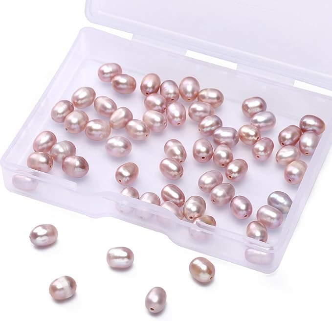 Natural Pearl Beads Rice 5-6mm Purple Freshwater Cultured Loose Gemstone Beads for DIY Jewelry Making 13.8''/Strand HQ