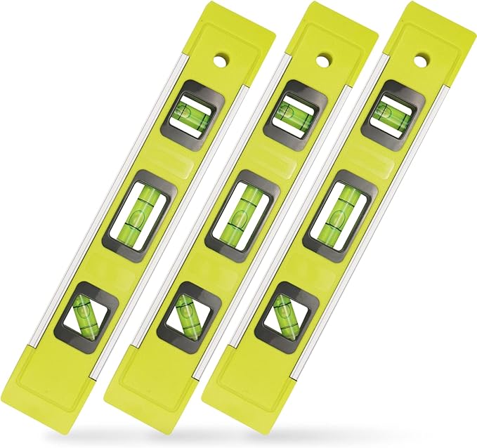 Level & Tool Magnetic Aluminum Reinforced Torpedo Level, 9", Green (3PCS)