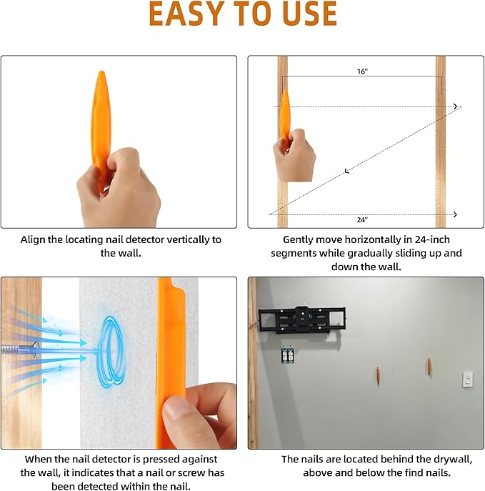 (2-Pack) Calvana Magnetic Stud Finder Wall Scanner, Stud Finder Magnet, Wall Detector Scanner, Compatible with All Drywall Construction, No Batteries Required, Wall-Friendly Construction，Easy to Use