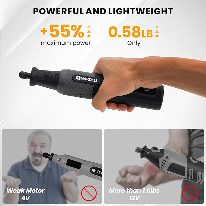 HARDELL 8V Cordless Rotary Tool Kit, 6 Variable Speed Rotary Tool Kit with Digital Display, 80PCS Accessories, Type-C Charging, Mototool for Sanding/Polishing/Engraving/DIY Crafts