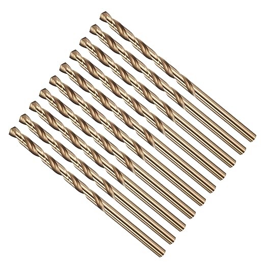 Drill Bit, #20 Cutting Diameter, 4341 HSS Gold Finish 135° Cutting Angle Number Jobber Bits - (Applications: for Drilling Soft Metal Plastic Wood), 10-Pieces