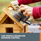 WORX 20 V WX823L.9 Cordless Random Orbital Sanders, Brushless Sander Cordless, 150/120/80 Grit sanding paper, 20V Cordless Sander Tool Only, WX823L.9