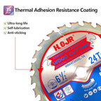 10-Pack 6-1/2" 24-Tooth 5/8“ Arbor Woodworking Circular Saw Blade,Framing/General Purpose, Special Anti-Thermal Adhesion Coating on Cutting Edge - TA,High Finish,Long Life,6-1/2" 24T 5/8"
