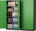 Pataku Metal Storage Cabinet, 72" Garage Cabinet with Doors and Shelves Lockable Steel Multifunctional Cabinets, File Cabinets for Home, Office, Warehouse(Black Green)