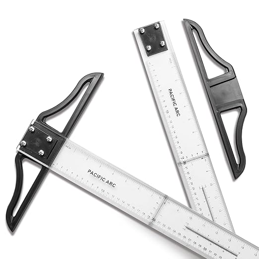 2 Pack - Pacific Arc 36 Inch T Square, Traditional Acrylic Graduated in Inch and Metric, Detachable Head