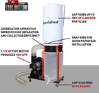 Bucktool 1-1/2HP Dust Collector, 1100 CFM Dust Collector for Woodworking with Movable Base