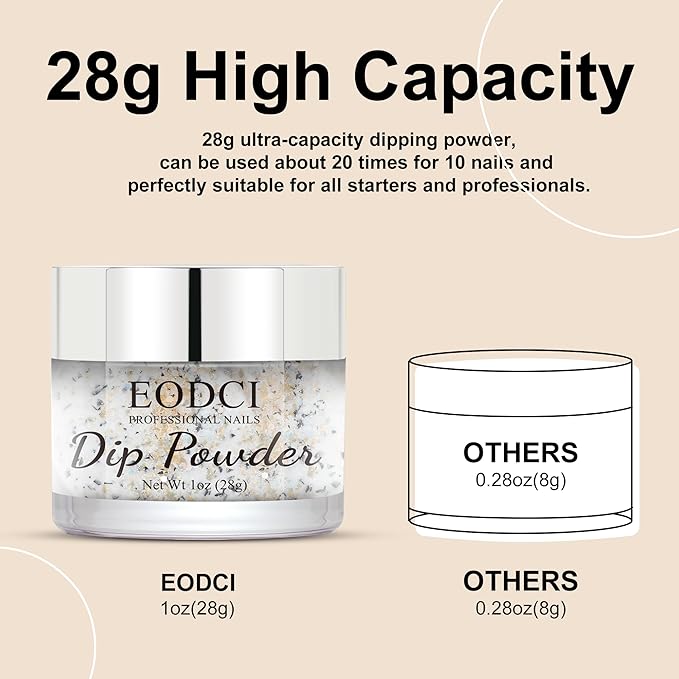 1 Oz/28g Glitter Grey Dip Powder, Nail Dip Powder for Long-lasting 28 Days+ Dip Nail Art French Manicure Nail Starter & Professional Home DIY Salon Use, No Needed Nail Lamp Curing