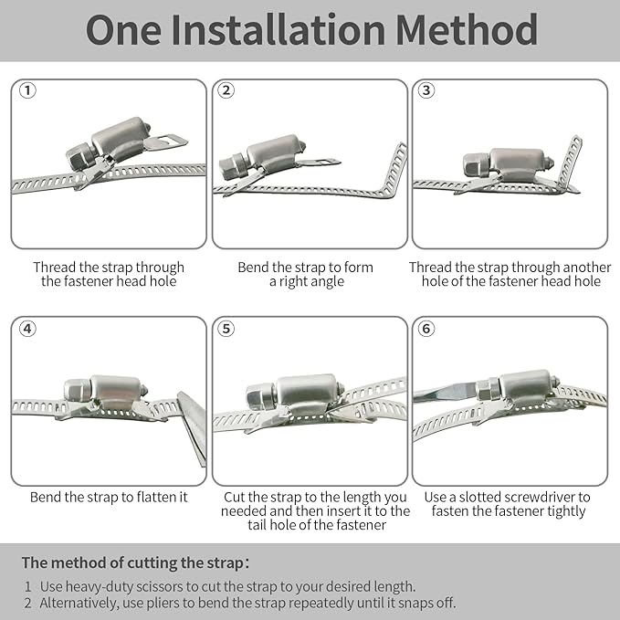 Hose Clamps 20FT Strap+20 Fasteners,DIY Cut-To-Fit 304 Stainless Steel Adjustable Large Worm Gear Band Clamp Assortment Kit,Metal Screw Fasteners and Strapping for Pipe,Duct,Pole,Tube