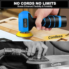 Cordless Sander, 3" Palm Sander with 2Pcs 16.8V 3.0Ah Batteries, 3500RPM Mini Polisher, 30 Accessories Sander Tool for Sanding/Polishing/Waxing/Cleaning
