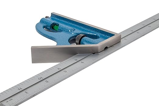 PEC Tools 2-Piece Combination Square Set - 4R 6” Machinist Blade Cast Steel Head, Reversible Locking Bolt, Scribe, for Metalworking, Carpentry and Multiple Applications, Made in USA