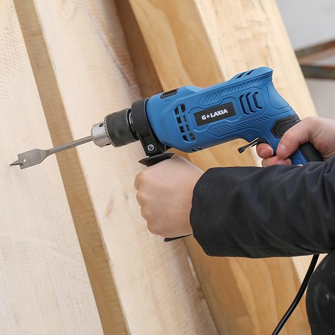 Hammer Drill, 4.5A 1/2 Corded Hammer Kit, 0-3000RPM Variable Speed Impact Drill with 105pcs Drill Bit Set, Carrying Case Included