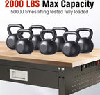 48" Workbench with Drawers, Work Benches for Garage with Strip Light, Adjustable Work Table with Large Pegboard, 2000 LBS Heavy Duty Table with Power Outlet Rubber Wood for Garage, Office