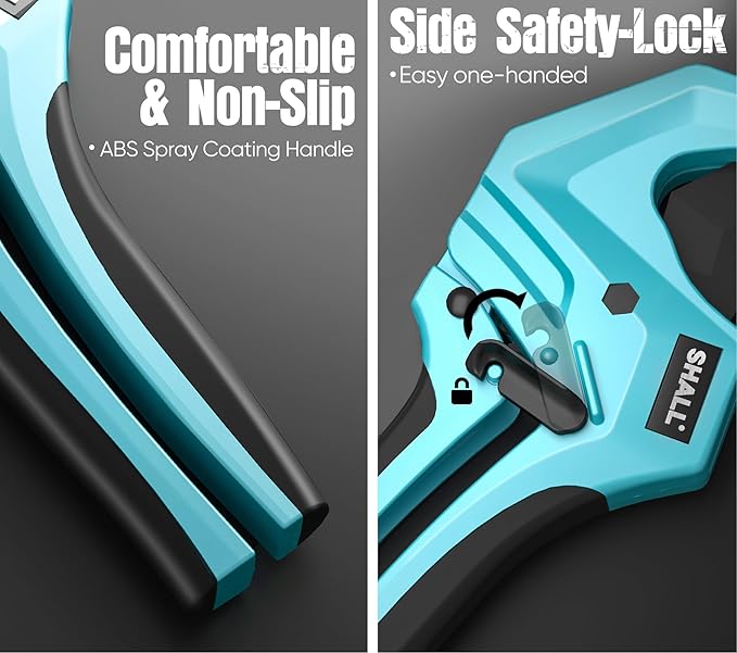 SHALL PVC Pipe Cutter, Cuts up to 1-5/8”, Heavy-Duty Aluminum Ratchet Pipe Cutter Tool for PVC, PPR, PE, PEX, Plastic Hoses & Plumbing Pipes, Fast Pipe Tube Cutters with High Performance SK5 Blade