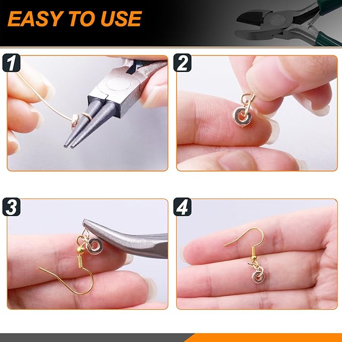 Jewelry Pliers Set - 7 Pcs Includes Long Nose, Round Nose, Diagonal Wire Cutter, End Cutting, Bead Crimping Pliers With Storage Bag