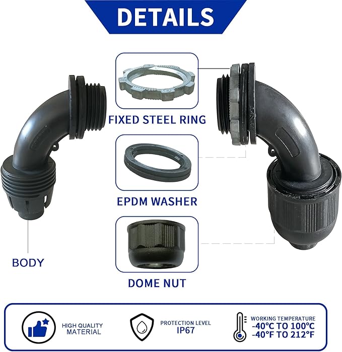 (1/2" Dia * 100 Feet) Yariwiz Black Special Extra Flexible Electrical Conduit Liquid Tight PVC Conduit Kit with 5 PCS Coupling, 5 PCS Elbow and 10 PCS Strap, Sealtight Seal Flex Liquidtight Wire