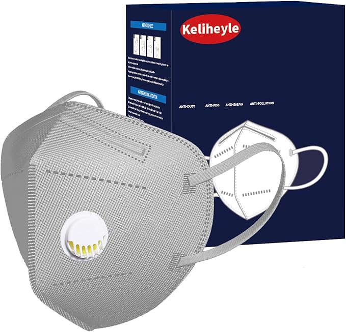 Dust Masks 20PCS, 7 Layers Filter Cover Against PM2.5 Sport Face Mask with One Breathing Valves