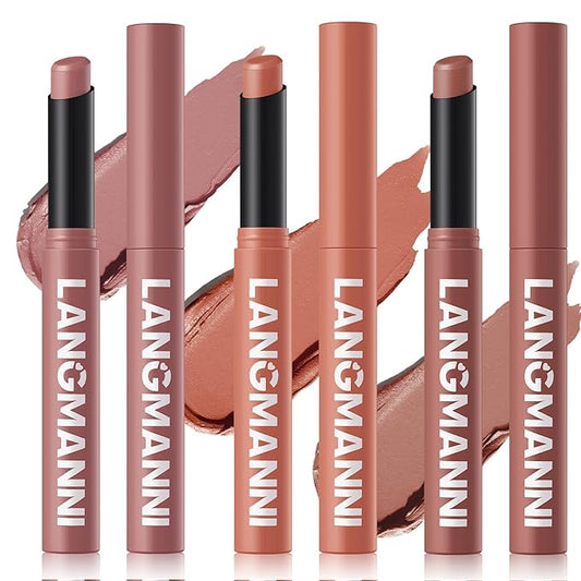 Jolilab 3 Pcs Velvet Matte Lipstick Nude Matte Soft Dark Color Stick Waterproof Long-Lasting Non-Stick Cup High Pigmented Lip Stick Lip Balm Beauty Cosmetics Gift for Girls（04#+05#+06#