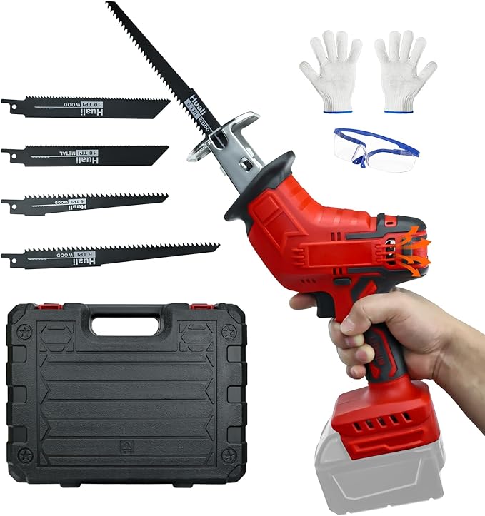 Cordless Reciprocating Saw for Milwaukee M18B Battery, Brushless Sawzall Tool-Free Blade Change with 4 Saw Blade,0-3000 SPM Variable Speed for Wood/Metal/PVC Cutting