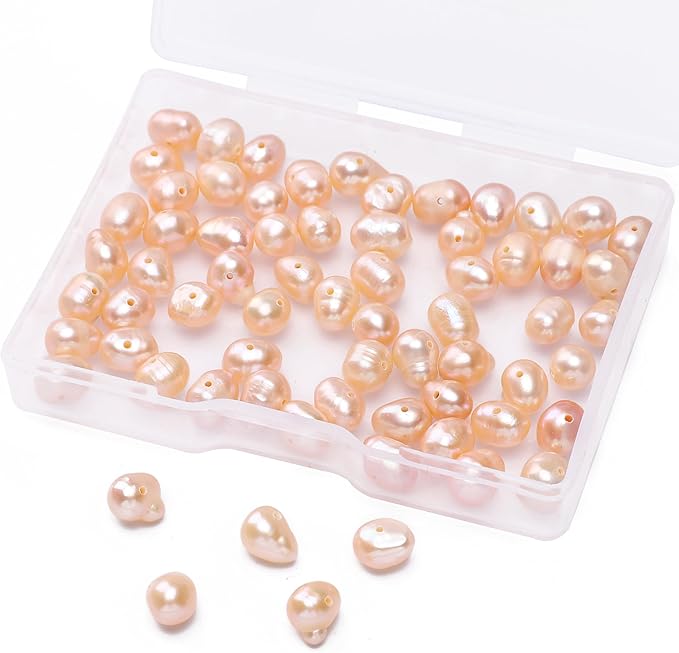 Natural Pearl Beads Potato 5-6mm Pink Freshwater Cultured Loose Gemstone Beads for DIY Jewelry Making 13.8''/Strand HQ