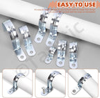 Tanstic 30Pcs 3/8 Inch EMT Pipe Strap Zinc Plated Steel One Hole Strap Conduit Clamp Rigid Pipe Strap for Pipe Fixing