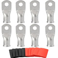 0000 Gauge Tinned Copper Cable Lugs 8 PCS 4/0 AWG-3/8(M10) Ring Terminal Heavy Duty Wire Lugs Battery Lugs, 8 PCS 4/0 Guage terminals Battery Cable Ends Connectors with 8 PCS 3:1 Heat Shrink Tube