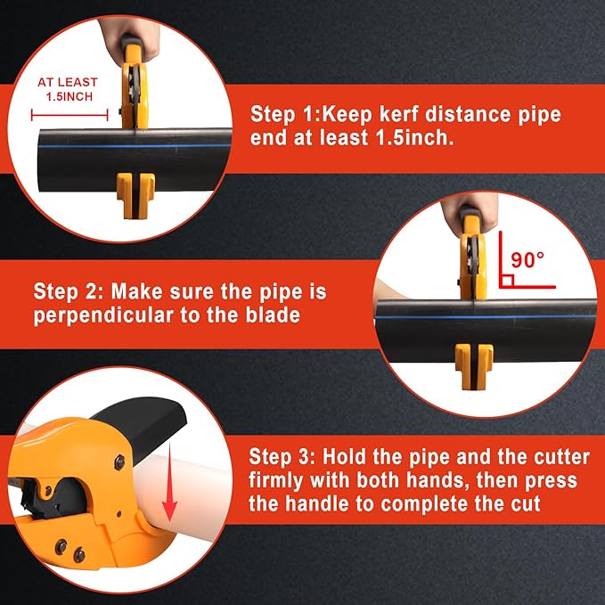 DOMINOX Heavy Duty PVC Pipe Cutter - Cuts Up to 2-7/8", 75mm Ratchet Type PVC Cutter SK5 Blade and Aluminum Alloy Body, One-hand Rapid Cutting Tool for PEX, PVC, and PPR Pipe