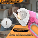 ZEITE 4V Cordless Electric Scissors Cardboard Cutter with 2 x Blades,1 x Storage Case,1 x USB Charging Cable,Rotary Cutter for Box Plastic Carpet Fabric, Easy to Hold and Safety,Pink