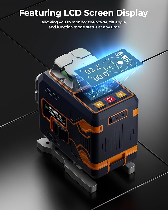 CIGMAN 4x360° 16 Lines Laser Level with Remote&APP Control, Green Self Leveling Cross Line Laser, 4D Vertical/Horizontal Line for Construction, Home Renovation, Picture Hanging