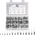 560 Pcs 14 Sizes Pop Rivets Assortment Kit, Aluminum Rivets, 3/32" 1/8" 5/32" 3/16" 1/4" Blind Rivets for Metal, Dome Head rivet kit(Black)