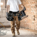 FUERI Leather Tool Belt Bag Men Pouch Heavy Duty Tools Pouches Organizer for Carpenter Construction Electrician Belts Bags Holder (16 Pocket Black, Adjustable)