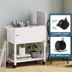 Mobile File Cart with Lock, Rolling File Cabinet Hanging Letter/Legal File Folders with Lockable Sliding Cover, White File Organizer on Wheels