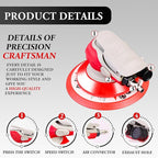5/6 Inch Pneumatic Orbital Air Sander High-Speed DA Sander for auto body/Ideal for Woodworking, Auto Polishing, and Metal Sanding (6 inch) (6 inch)
