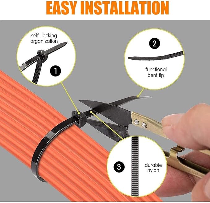 Black Zip Ties 100 Pcs,TDEBSSY 4.8mm Wide 20in Long 70lb Heavy Duty Cable Ties Self Locking Nylon Zip Ties UV Resistant Strong Wire Ties with 32 kg Tensile Strength (20in/70lbs)